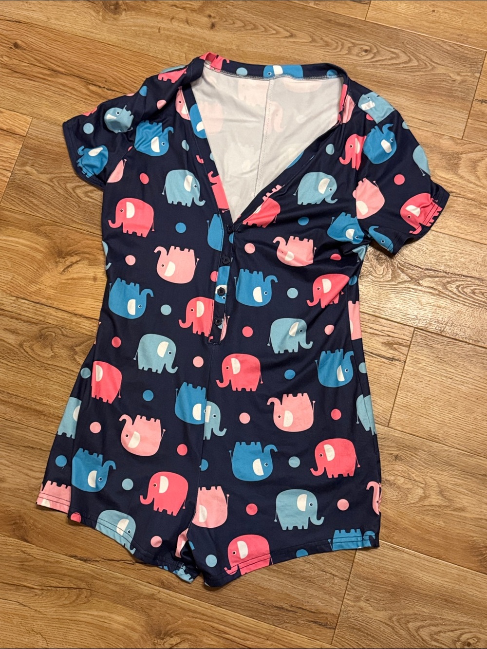 Elephant sleep short onesie